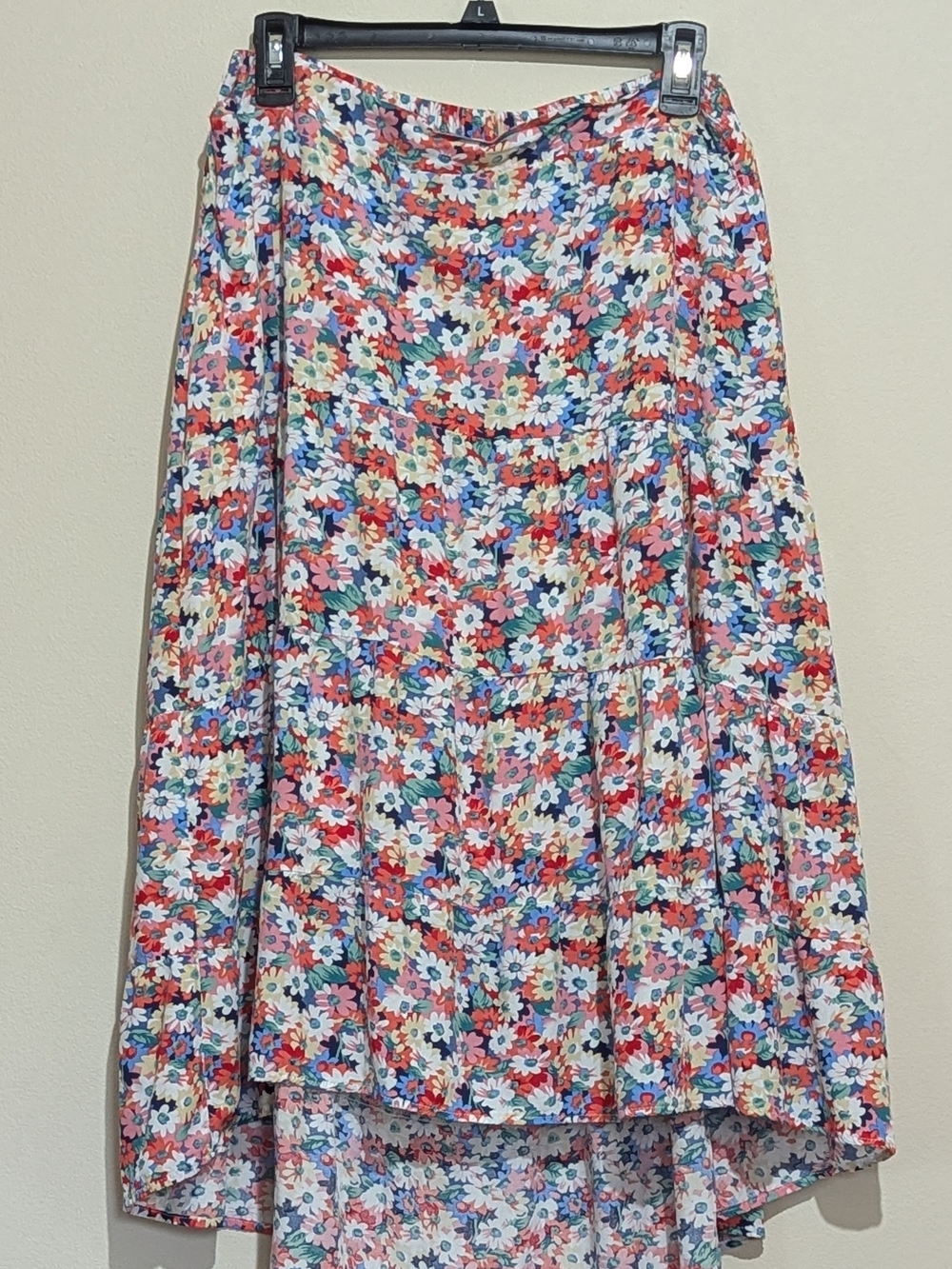 Prettygarden Floral High Low Skirt XL Boho Tiered Midi Maxi Spring Summer